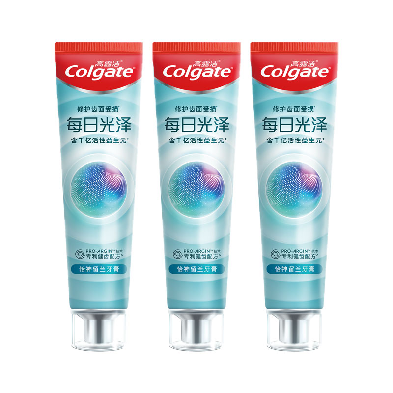 高露洁每日光泽健齿修护牙膏怡神留兰味160g*3（单位：组） 拿铁色
