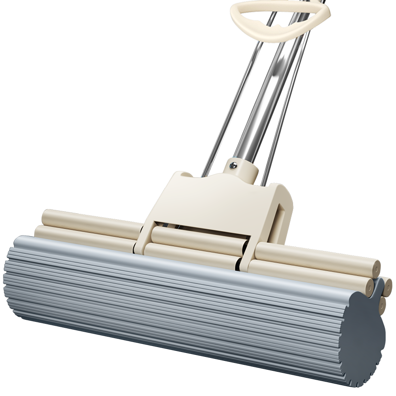 尔蓝  33cm免手洗滚轮海绵拖把吸水墩布懒人胶棉拖布干湿两用AL-JM15  单位：套 象牙色