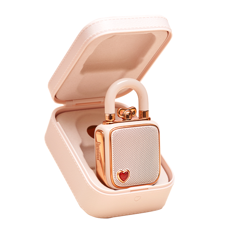 Divoom点音 同心锁家用桌面可爱小音响蓝牙音箱迷你户外便携无线低音炮复古实用留声机情侣女生生日礼 粉色