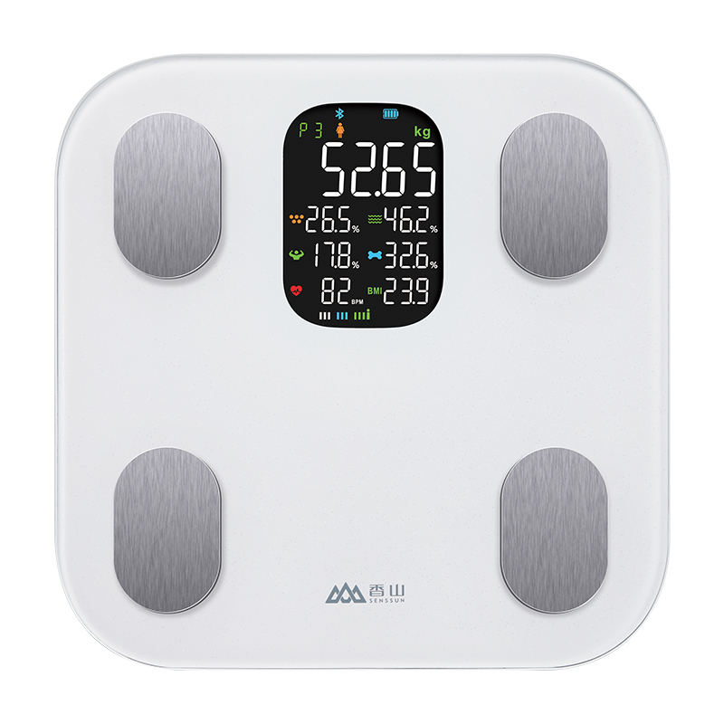 香山 体脂秤智能体重秤 大彩屏显示 心率分析电子秤人体家用秤体脂称24项身体数据监测IF2121 台 白色