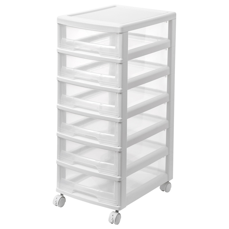 JEKO&JEKO SWB-5757 【透明白】可移动浅6层柜(单位：套）（偏远地区不发货） 透明