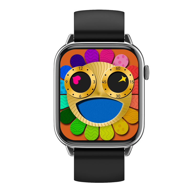 LEFIT勒菲特 HD11支付型无边框大屏智能蓝牙通话手表多功能运动心率血压音乐通用代计步健康防水个 黑-黑硅胶