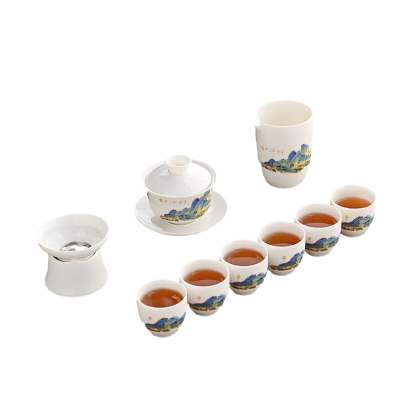 金镶玉 功夫茶具套装 千里江山茶具  单位：套 白色