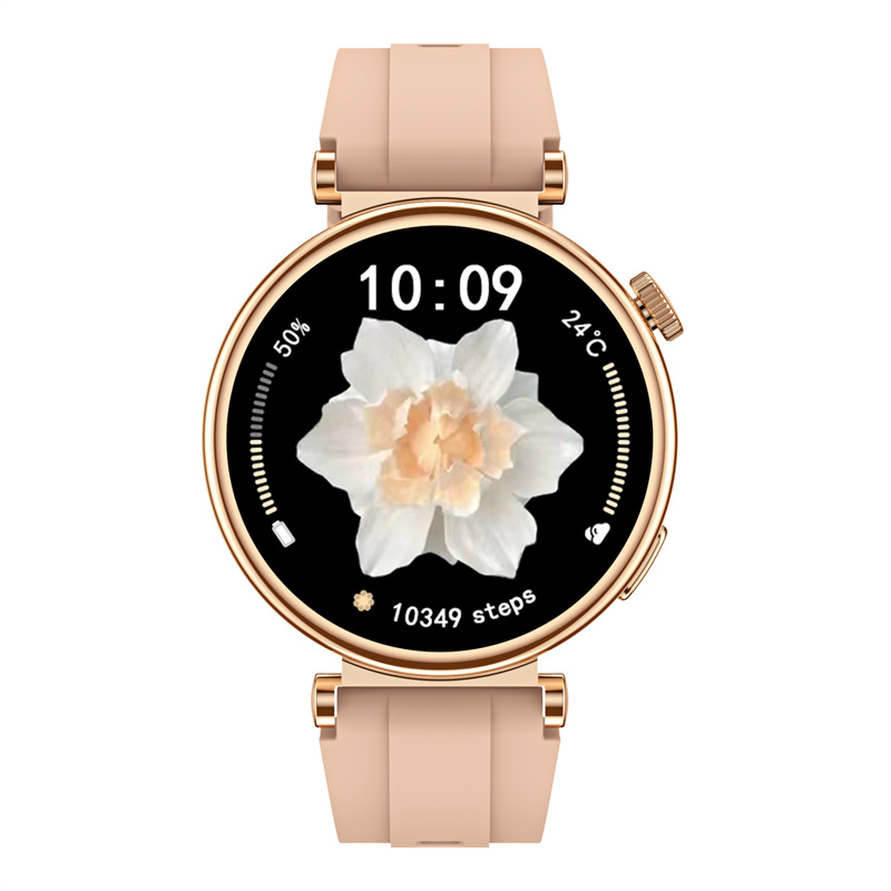 LEFIT勒菲特GT4mini女性智能蓝牙通话手表多功能运动心率血压音乐通用代计步健康防水 单位：个 金-粉硅胶