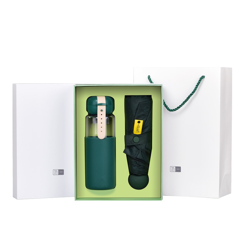 勿一 精品套装（玻璃杯350ML+5折8骨雨伞）（单位：套） 黑色