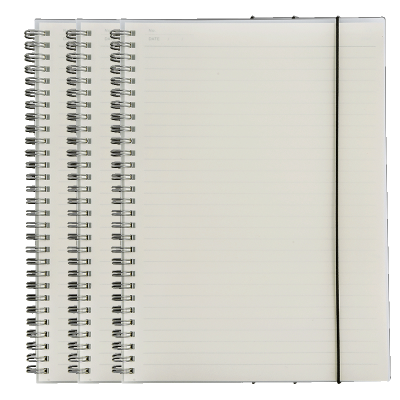 三年二班 3本装80张横线b5笔记本子 学生学习线圈本加厚高中考研习题本学习本记事本 B5横线3本装 透明白色