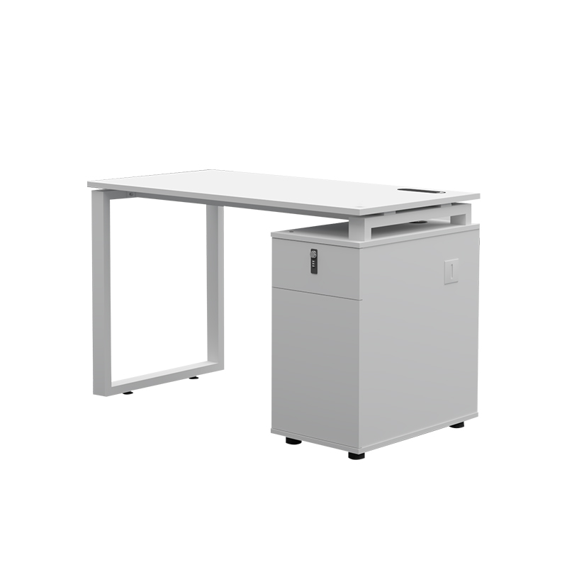悦山 开放屏风电脑桌卡位办公桌带侧柜密码锁 单人位 1200*600*750mm*1张 白色