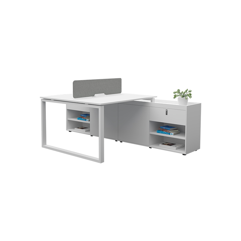 悦山 简约开放卡位职员桌带侧柜 两人位 1200*2400*750mm*1组 白色