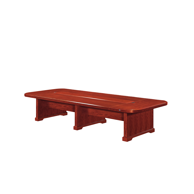 悦山 油漆会议桌商务洽谈长桌贴木皮大型会议台 胡桃木色 3200*1350*760mm*1张