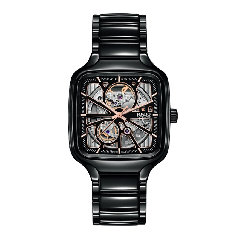RADO雷达 瑞士手表男真我系列黑方腕表高科技陶瓷机械表白宇同款 R27086162  单位：块 黑色