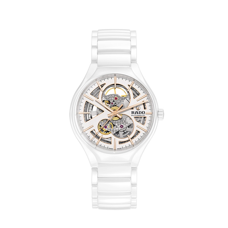 RADO雷达 真系列陶瓷开芯镂空机械手表男女腕表 R27106922  单位：块 白色