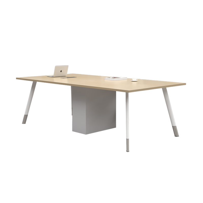 悦山 现代简约条形会议台办公桌 新水曲柳+暖白色 2400*1200*750mm*1张