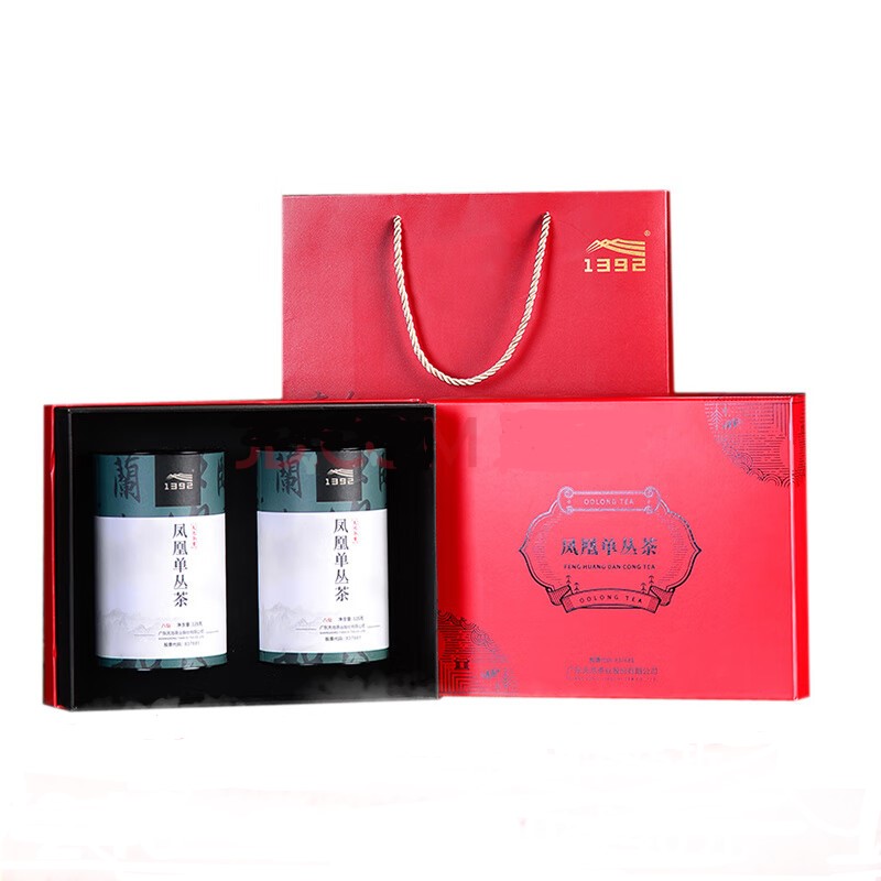 天池1392茶叶凤凰潮州单枞茶鸭屎香单丛茶乌龙茶高山乌岽单丛罐装125g*2罐 八仙礼盒装250g 红色