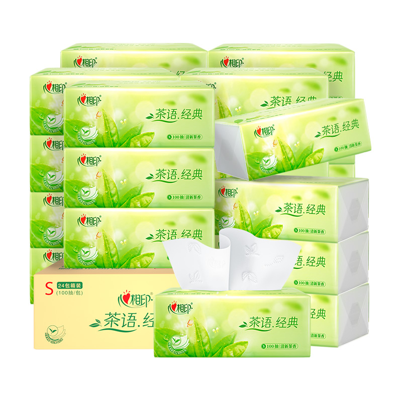 心相印（Mind Act Upon Mind）心相印DT5100 100抽24包装三层塑装面巾纸/箱 绿色