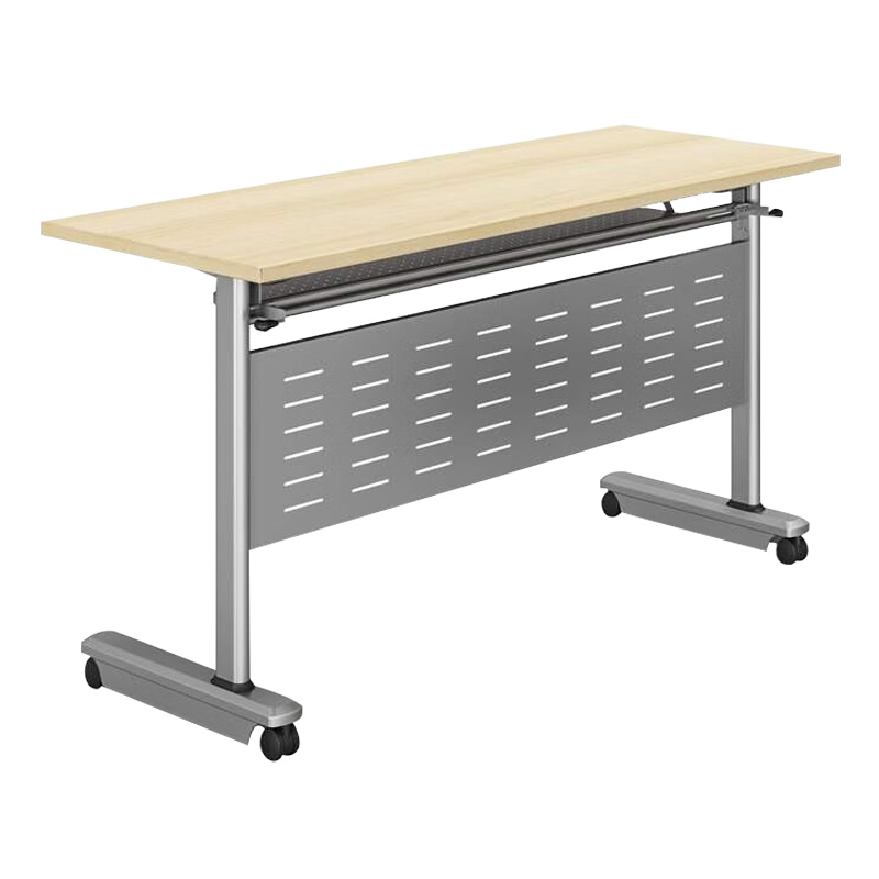 悦山培训翻转桌办公折叠会议长条桌 枫木色+闪银色 1200*400*750mm*1张