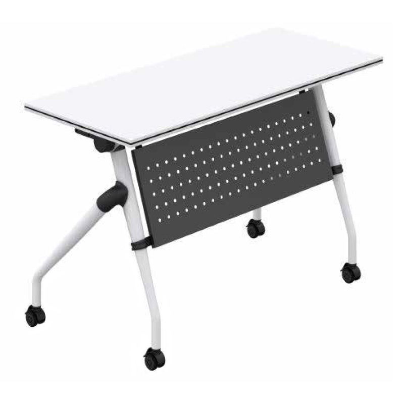 悦山折叠培训桌可组合拼接条桌 白色+黑色 1400*400*750mm*1张