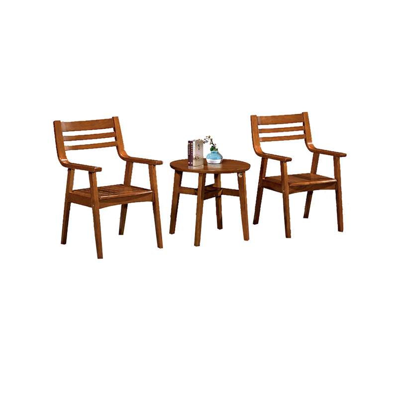 悦山 餐椅木椅子简约靠背椅皮坐垫餐椅长椅办公椅 1桌2椅*1套 胡桃色