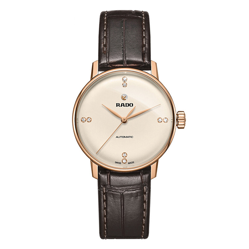RADO雷达手表 晶璨系列女士皮质表带情侣机械钻表 R22865765  单位：块 金色