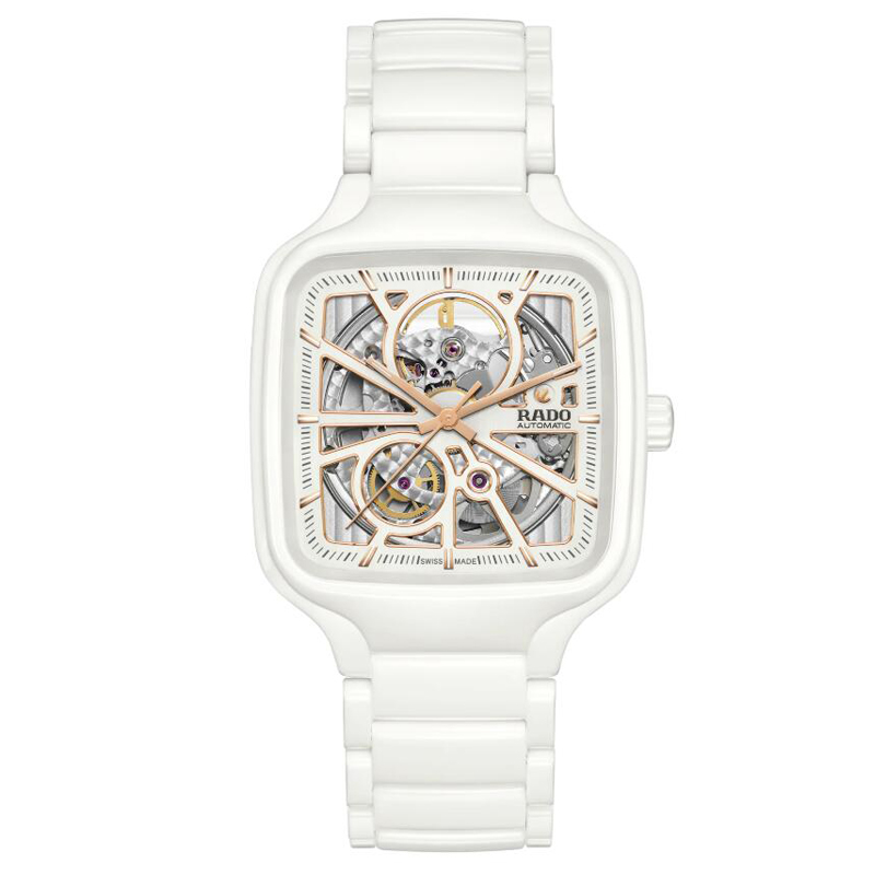 RADO雷达 真我系列方形陶瓷机械女士腕表 R27073012  单位：块 白色