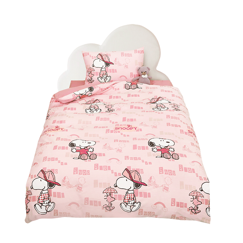 史努比&middot;中纺鲁棉三件套 （花型：夏威夷之恋 ） 粉色