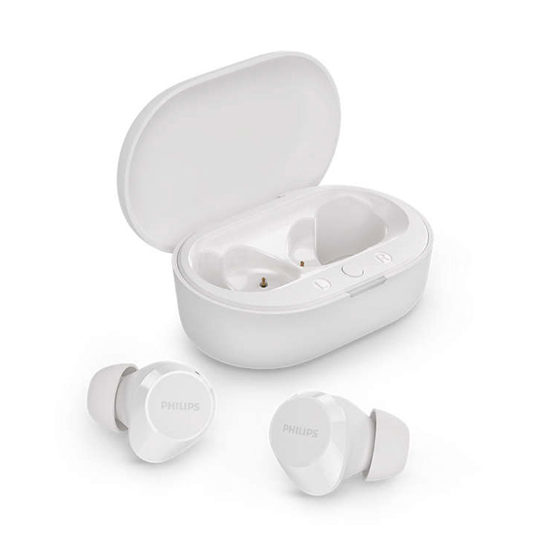 飞利浦豆式入耳耳机真无线蓝牙耳机低音音乐耳机AI降噪长续航智能配对TAT1209（一个） 白色
