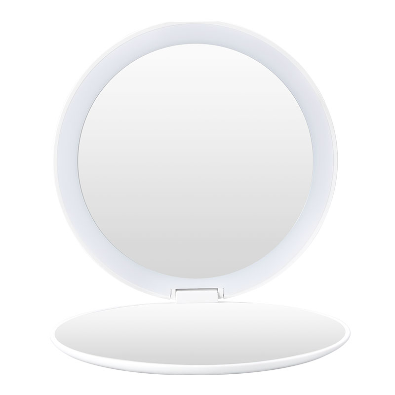 绿巨能（llano）小化妆镜子随身便携带灯led补光折叠手持迷你补妆节日礼物送女生  单位：个 白色