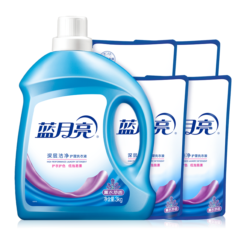 蓝月亮薰衣草洁净洗衣液3kg+袋装500g*4  80001795（单位：套） 蓝色