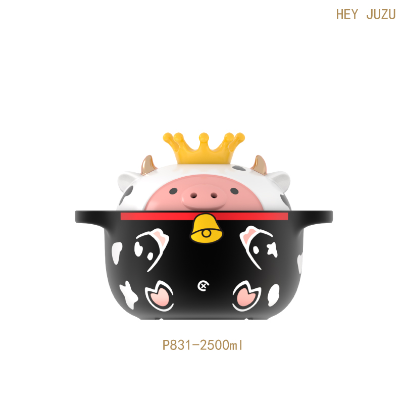 嘿猪猪牛气冲天耐热砂锅P831  单位：套 黑色