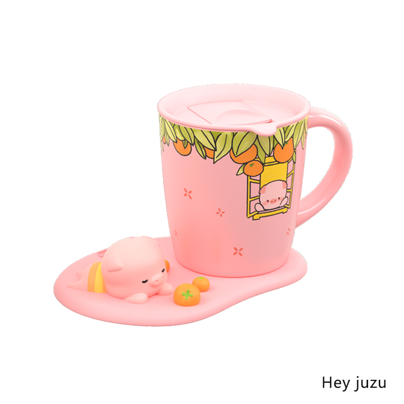 嘿猪猪创意办公保温杯450ML  单位：个 茱萸粉