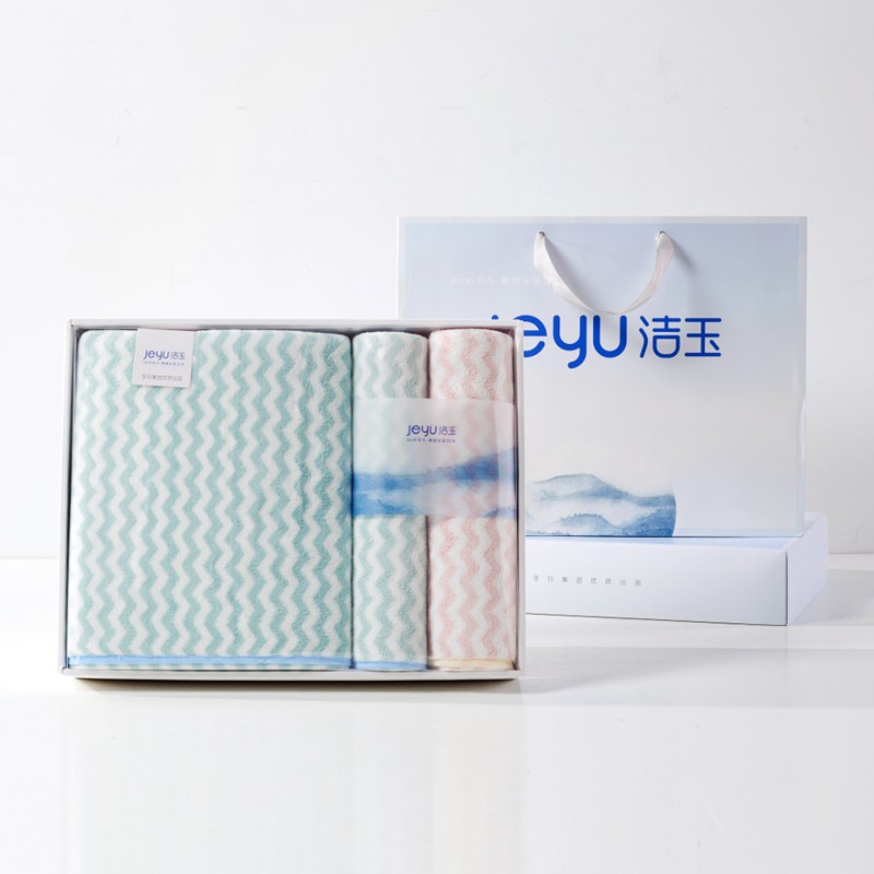 欧洛三套巾礼盒J0030-C 绿色、粉色