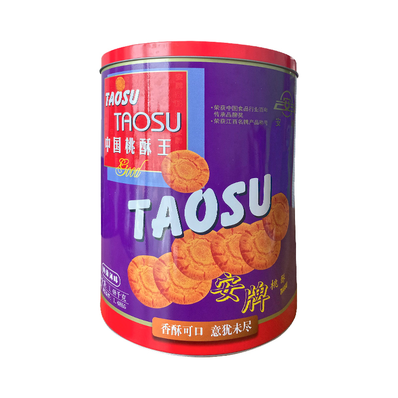 安牌 中国桃酥王1480g 奶油风味(罐装+礼袋) 紫色