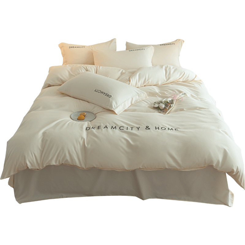 罗曼罗兰水洗磨毛四件套 奥利200*230cm（单位：套） 奶昔白 200*230cm