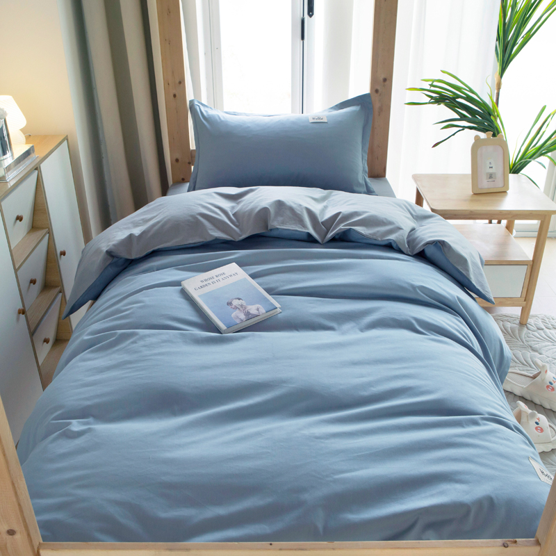罗曼罗兰全棉三件套 简单生活160x210cm（单位：套） 兰灰 1.2米