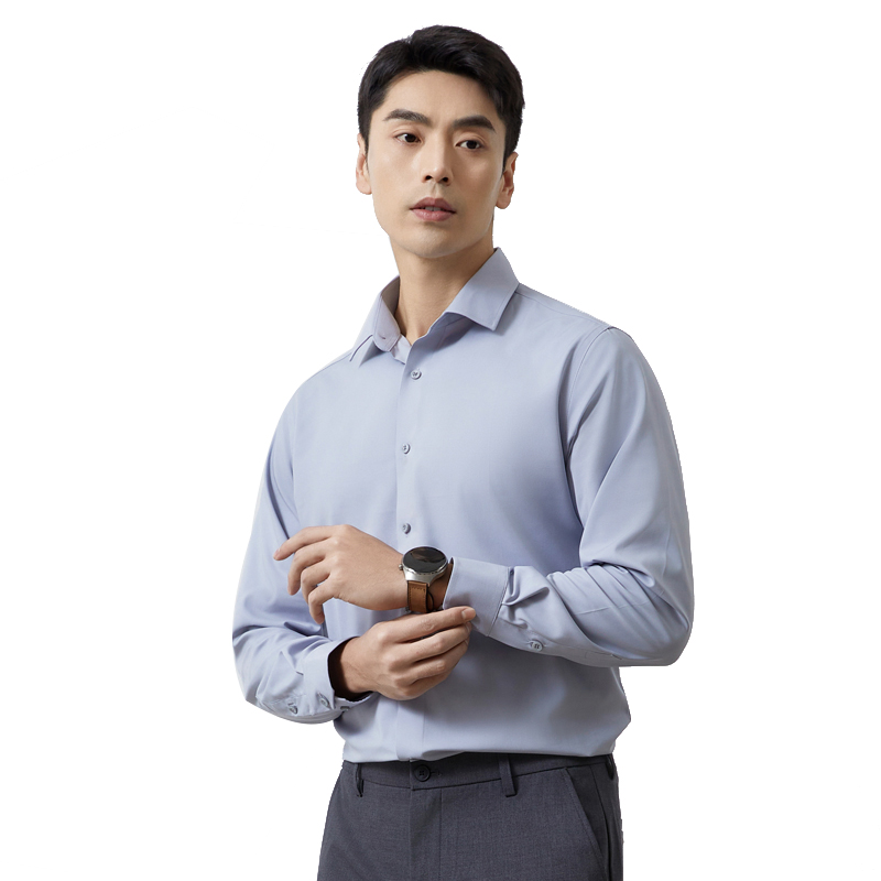 丰讯莫代尔桑蚕丝长袖衬衫商务纯色正装春夏男士衬衣FXPC2402（单位：件） 浅灰 190