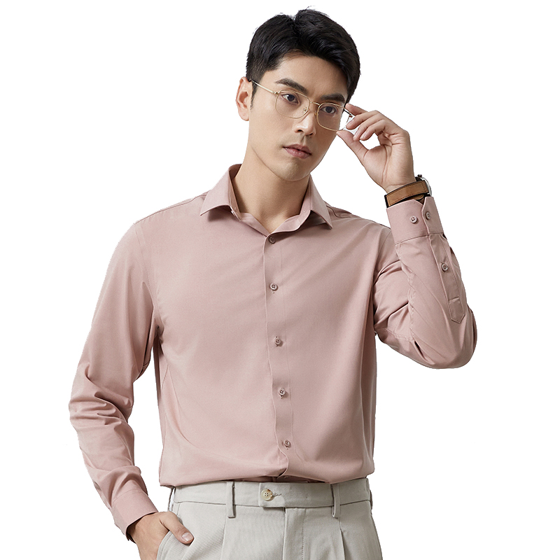 丰讯莫代尔桑蚕丝长袖衬衫商务纯色正装春夏男士衬衣FXPC2402（单位：件） 卡其 190