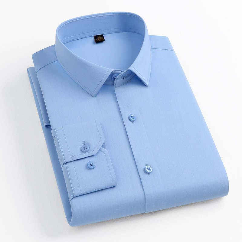丰讯时尚日常商务男士衬衣含桑蚕丝纯色中青年衬衫FXPS2307（单位：件） 蓝色 170