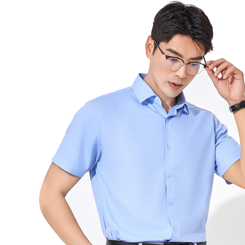 丰讯夏季男士短袖零感莫代尔免烫商务纯色衬衫FXPD2411（单位：件） 蓝色 170