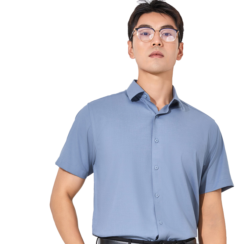 丰讯夏季男士短袖零感莫代尔免烫商务纯色衬衫FXPD2411（单位：件） 蓝灰 190