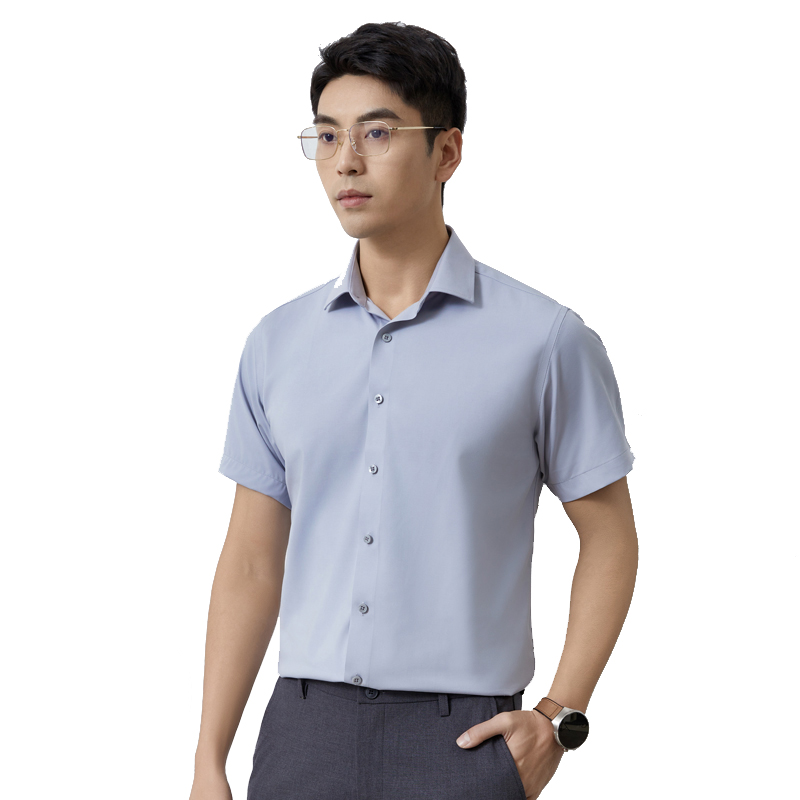 丰讯男士莫代尔桑蚕丝短袖商务休闲纯色衬衫FXPD2412（单位：件） 浅灰 185