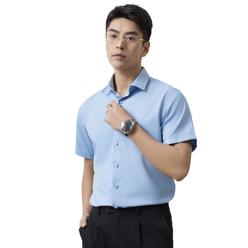 丰讯男士莫代尔桑蚕丝短袖商务休闲纯色衬衫FXPD2412（单位：件） 蓝灰 190