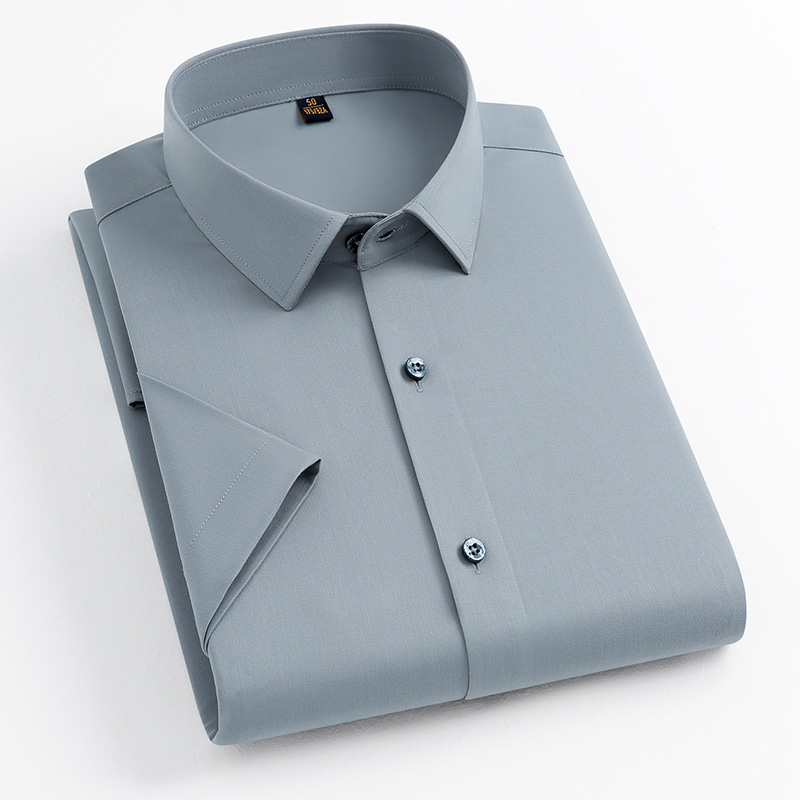 丰讯含桑蚕丝男士中青年日常穿搭衬衣纯色休闲短袖衬衫FXPS2317（单位：件） 灰绿 190