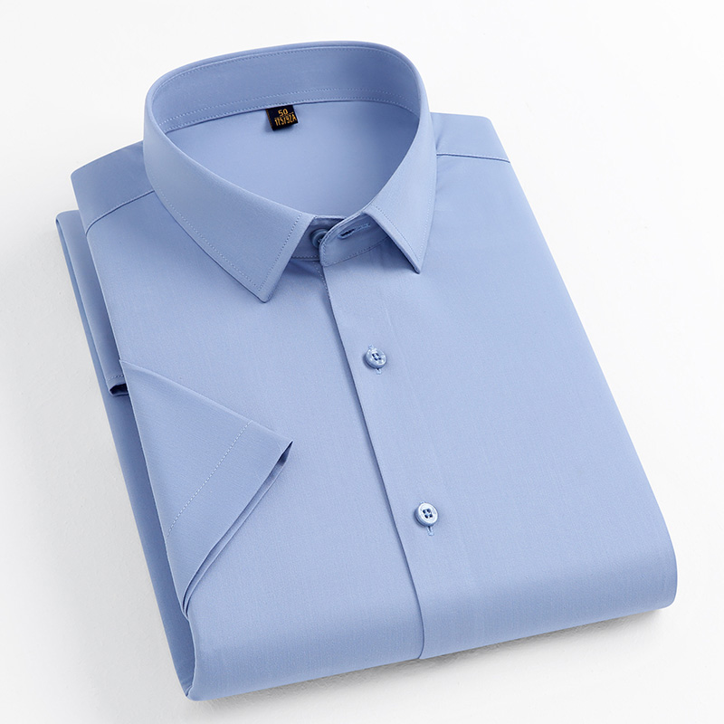 丰讯含桑蚕丝男士中青年日常穿搭衬衣纯色休闲短袖衬衫FXPS2317（单位：件） 灰色 190