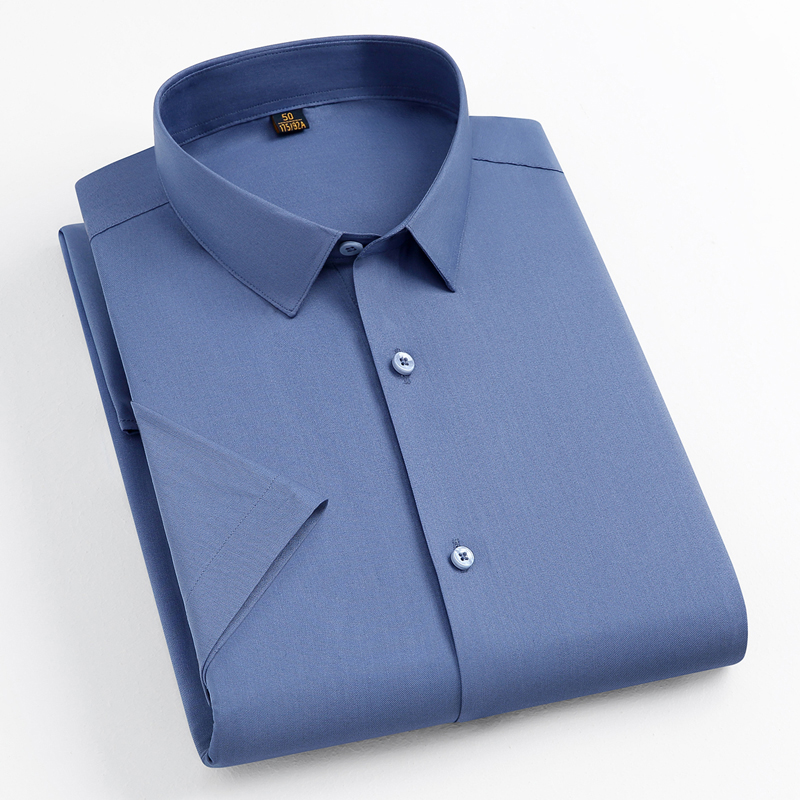 丰讯【三防】休闲商务正装职业衬衣男夏季男士短袖衬衫FXPS2318（单位：件） 蓝灰 190