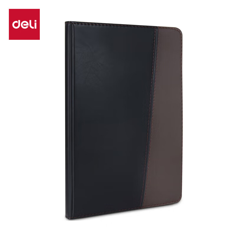 得力(deli)16K120张大号时尚撞色商务皮面 会议记事本笔记本子文具 7910 单位：本 黑色