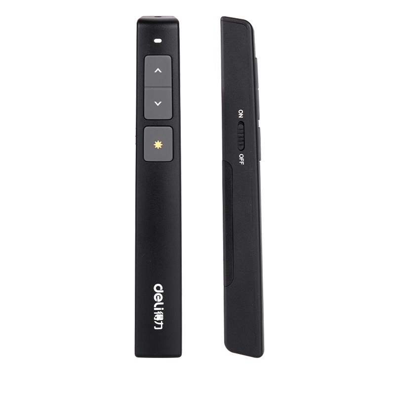 得力(deli)激光笔 百米远控翻页笔电子笔演讲笔 ppt翻页笔投影笔 红光2802P  单位：支 黑色