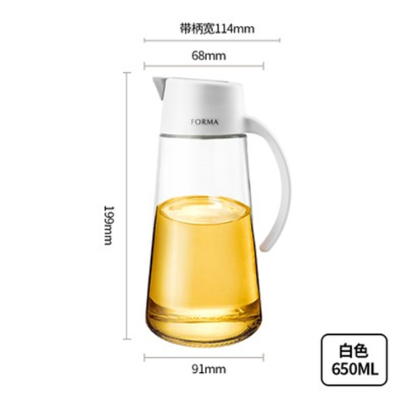 ASVEL 阿司倍鹭日本玻璃油壶不挂油大容量玻璃油瓶酱油醋瓶自动开合650毫升 单位（个） 白色