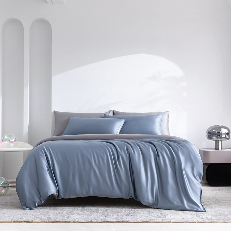 帛享家纺 100支兰精天丝四件套 单位（套）BXCXH-41851 劳伦蓝+伯爵灰 被套200*230CM四件套