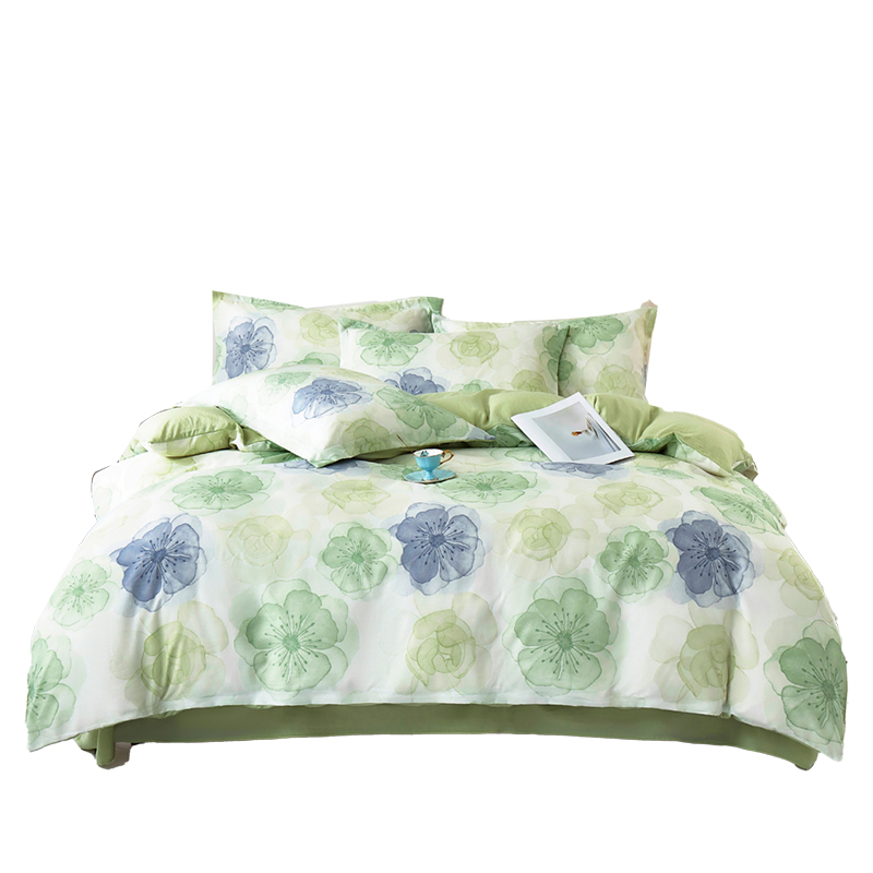 唐纳家纺  锦瑟天丝四件套-绿丰 被套:200*230CM床单:230*250枕套48*74*2 套 柠绿色 被套:200*230CM床单:230*250
