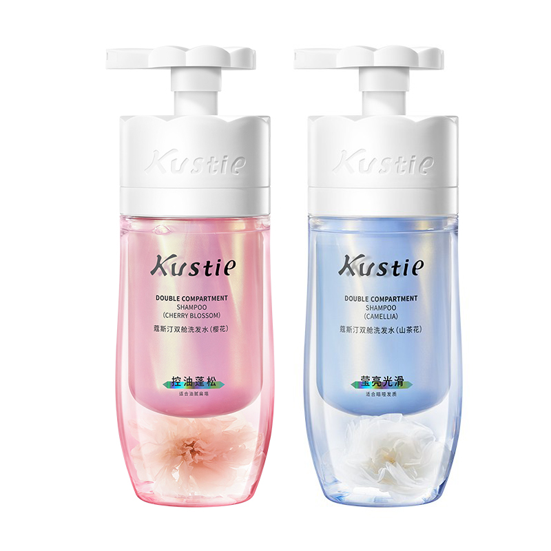 蔻斯汀双舱洗发水组合（樱花香+山茶花香）500g*2（单位：套） 粉色
