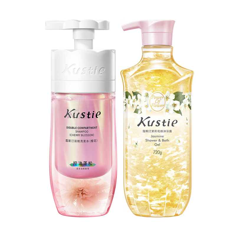 蔻斯汀 花香洗沐组合【樱花洗发露500g+茉莉沐浴露720g】（单位：套） 粉色